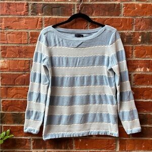 Tommy Hilfiger Womens Large Blue White Lace Stripe Sweater